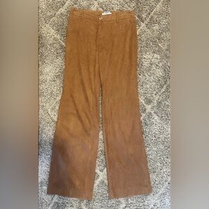 Vertigo Paris Faux Suede Straight-Leg Pants Brown Tan | Size 4 (FR 36)